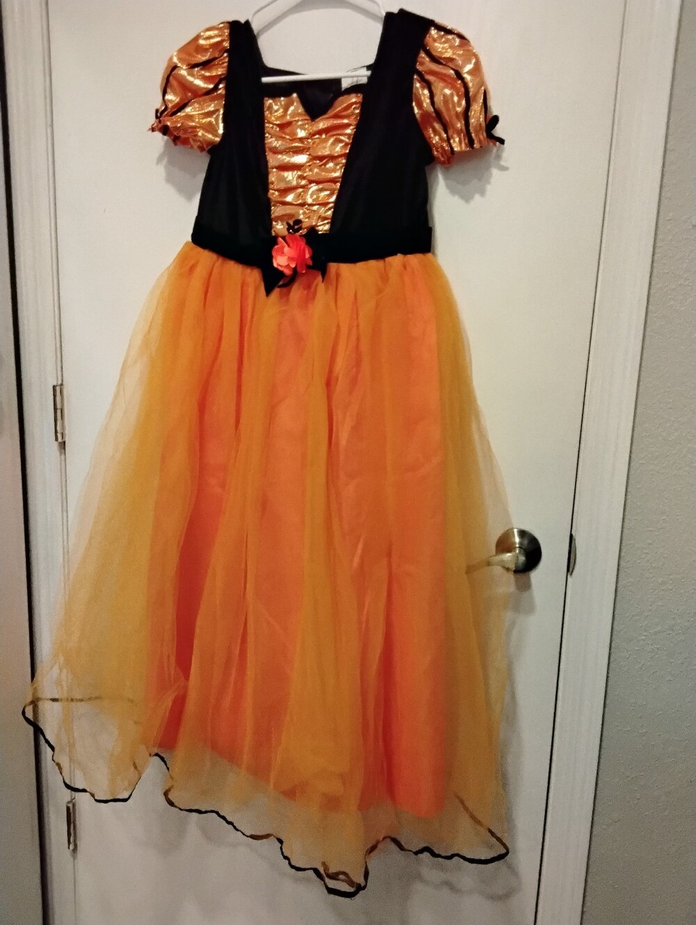 Girls Orange and Black Halloween Witch Costume
